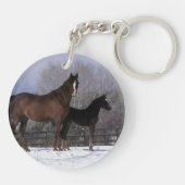 Arabisch Mare & Foal in sneeuw Sleutelhanger (Achterkant)