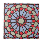 Arabisch Midden-Oosten Tile Geometric Red Blue Tegeltje (Voorkant)