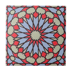 Arabisch Midden-Oosten Tile Geometric Red Blue Tegeltje
