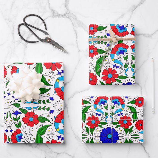 Arabisch Midden-Oosters Floral Keramisch Tegel Pat Inpakpapier Vel (Voorkant)
