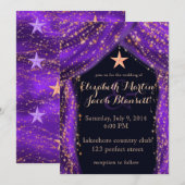 Arabisch Nacht Paars en gouden bruiloft Kaart (Voorkant / Achterkant)