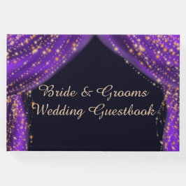 Arabisch Nacht Paars en gouden sterren bruiloft Gastenboek