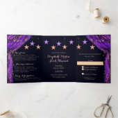 Arabisch Nacht Paars & goud in één bruiloft Drieluik Uitnodiging (Binnen)