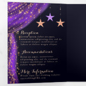 Arabisch Nacht Paars & goud in één bruiloft Drieluik Uitnodiging (Binnenzijde eerst)