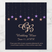 Arabisch Nacht Paarse en goudsterren Wijn Etiket (Enkel label)