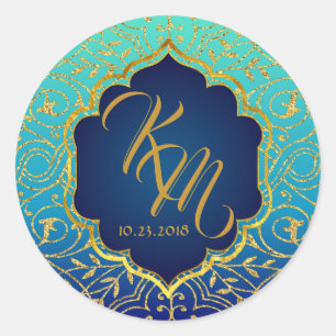 Arabisch Nachten Bollywood Monogram Bruiloft Label