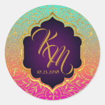 Arabisch Nachten Bollywood Monogram Bruiloft Label