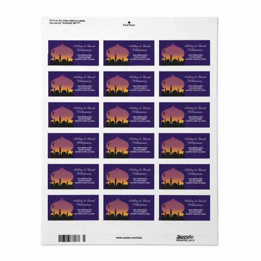 Arabisch Nachten Print Bruiloft Adres Label (Full Sheet)