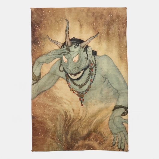 Arabisch Nights Genie van Edmund Dulac Theedoek (Verticaal)