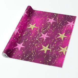 Arabisch Nights Magenta & Gold Stars Cadeaupapier