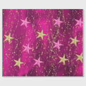 Arabisch Nights Magenta & Gold Stars Cadeaupapier (Vlak)