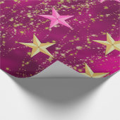 Arabisch Nights Magenta & Gold Stars Cadeaupapier (Hoek)