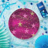 Arabisch Nights Magenta & Gold Stars Papieren Bordje (Feest)