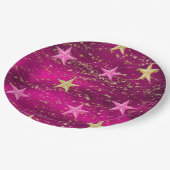 Arabisch Nights Magenta & Gold Stars Papieren Bordje (Gekanteld)