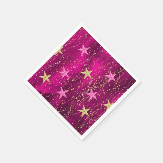 Arabisch Nights Magenta & Gold Stars Servet (Hoek)