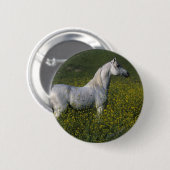 Arabisch paard in bloemen ronde button 5,7 cm (Voorkant /achterkant)