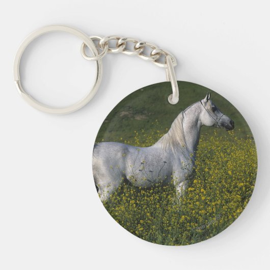 Arabisch paard in bloemen sleutelhanger (Voorkant)