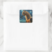 Arabisch Paard in Van Gogh Sterrennacht Vierkante Sticker (Tas)