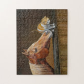 Arabisch paard met Barn Cat Equestrian Puzzle Legpuzzel (Verticaal)