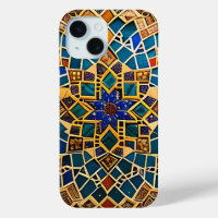 Arabisch patroon in beige en turquoise blauw
