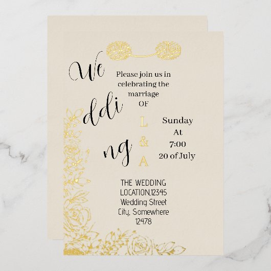 Arabisch Romantisch Uniek Eenvoudig Minimalistisch Folie Uitnodiging (Voorkant / Achterkant)