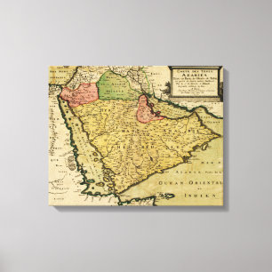 Arabisch schiereiland van de kaart van het Midden- Canvas Afdruk