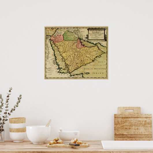 Arabisch schiereiland van de kaart van het Midden- Poster (Keuken)