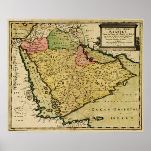 Arabisch schiereiland van de kaart van het Midden- Poster