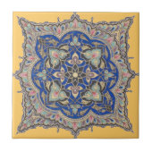 Arabisch Tile Yellow Middle East Blue Gold Design Tegeltje (Voorkant)