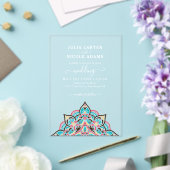 Arabische Art Nouveau Bloemenboog Mandala bruiloft Acryl Uitnodigingen (Insitu (Huwelijk))