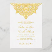 Arabische Art Nouveau Bloemenboog Mandala bruiloft Folie Uitnodiging (Voorkant)