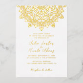 Arabische Art Nouveau Bloemenboog Mandala bruiloft Folie Uitnodiging (Voorkant)