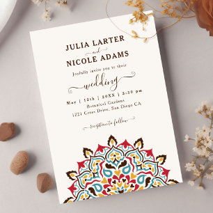 Arabische Art Nouveau Bloemenboog Mandala bruiloft Kaart