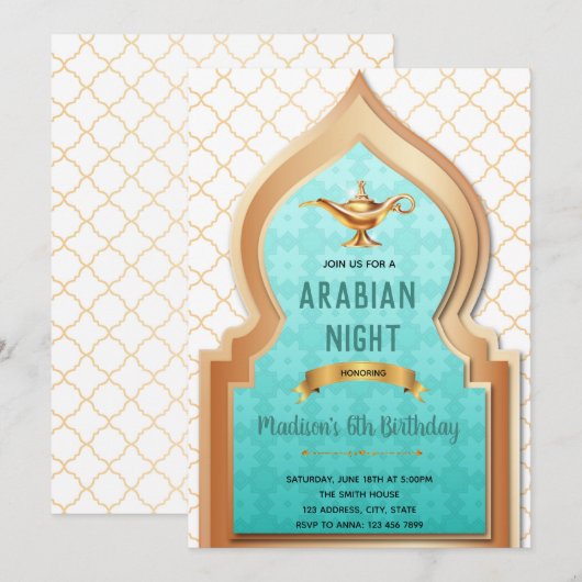 Arabische avond verjaardagsfeest uitnodiging (Voorkant / Achterkant)