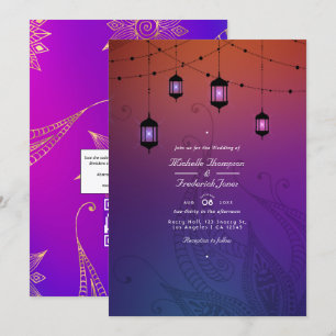 Arabische Bollywood QR-code RSVP-huwelijk Kaart