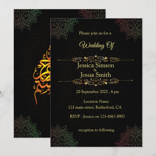 Arabische brief met Mandala Wedding Kaart (Voorkant / Achterkant)