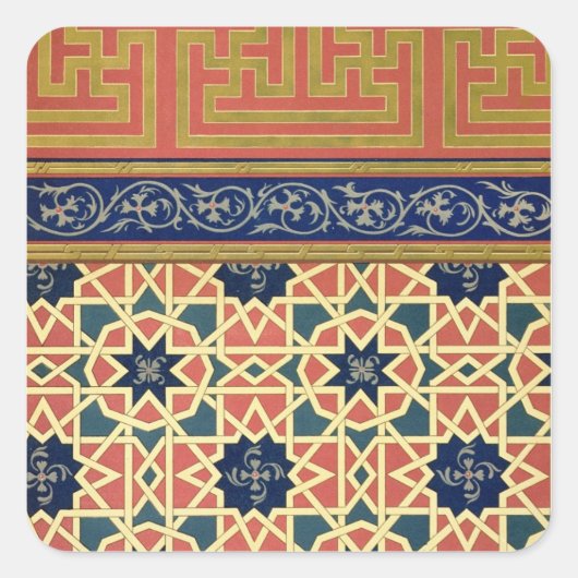 Arabische decoratieve design (kleurenlitho) vierkante sticker (Voorkant)