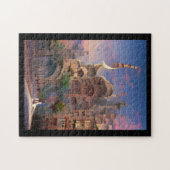 Arabische fantasiewoningen palmbomen digitale kuns legpuzzel (Horizontaal)