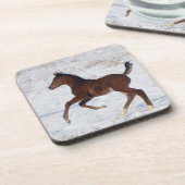 Arabische Foal in de sneeuw Bier Onderzetter (Linkerzijde)