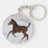 Arabische Foal in de sneeuw Sleutelhanger (Achterkant)