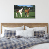Arabische Foalen in grijs veld Canvas Afdruk (Insitu (Slaapkamer))