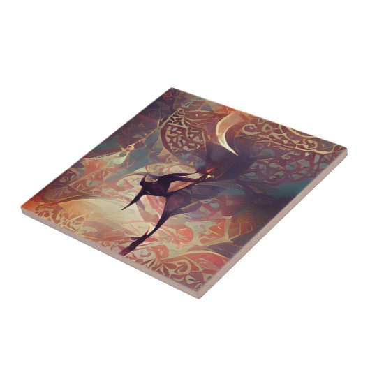 Arabische gouden rozen zwemmen en dansen digitale tegeltje (Zijkant)