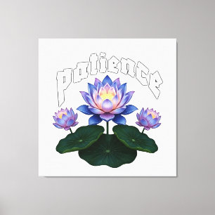 Arabische kalligrafie Sabr Geduld - Zen Lotus Bloe Canvas Afdruk