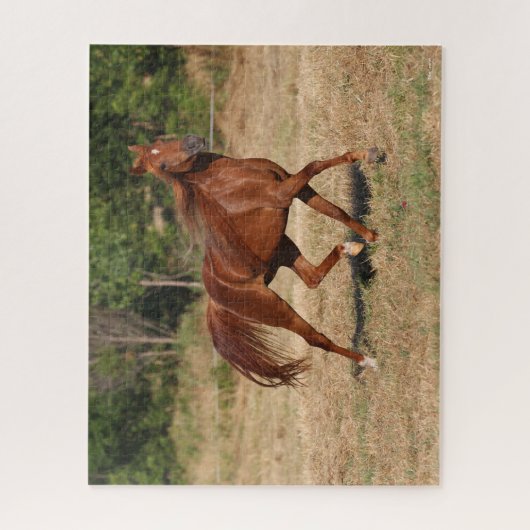 Arabische kastanjebruin, stromend mane en staart legpuzzel (Verticaal)