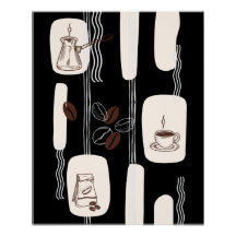 Arabische koffie printableset, Boho keukenmuurdeco