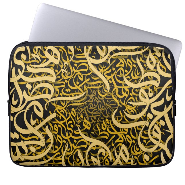 Arabische letters goud laptop sleeve (Voorkant)