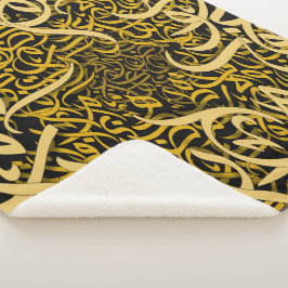 Arabische letters goud sherpa deken