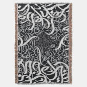 Arabische letters zwart en wit deken (Voorkant Verticaal)