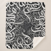 Arabische letters zwart en wit sherpa deken (Voorkant)