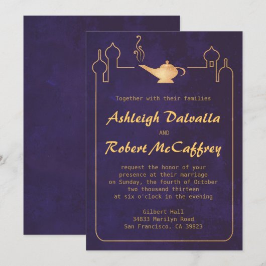 Arabische Magic Lamp Wedding Invitting Kaart (Voorkant / Achterkant)